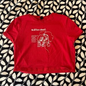 Red Graphic Tee with Artistic Design